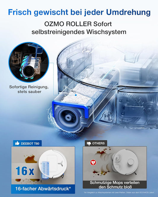 ECOVACS T80 Omni, 18,000Pa, OZMO Mop, Selbstreinigung, ZeroTangle 3.0, 40-75°C Wäsche