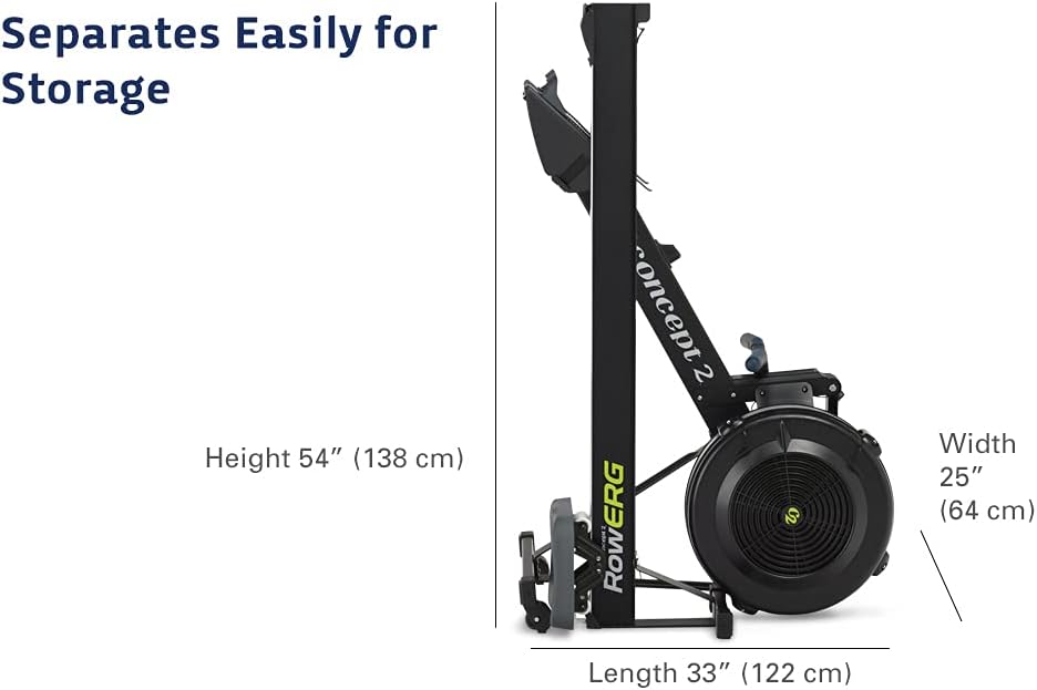 Concept2 RowErg Modell D: Rudergerät mit Luftwiderstand, Standardbeinen, Schwarz , 1