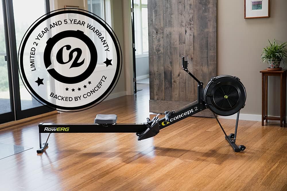 Concept2 RowErg Modell D: Rudergerät mit Luftwiderstand, Standardbeinen, Schwarz , 1