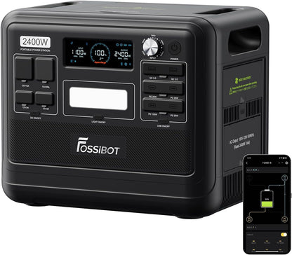 FOSSiBOT Tragbare Powerstation 2048Wh LiFePO4 Mobiler Solargenerator mit 230V/2400W (Spitze 4800W), USB und QC, Mobile Stromspeicher für Outdoors, Power Station für Camping, Reisen