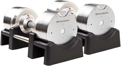BRAINGAIN Verstellbare Hanteln: Chrom/Schwarz fürs Heimtraining-1