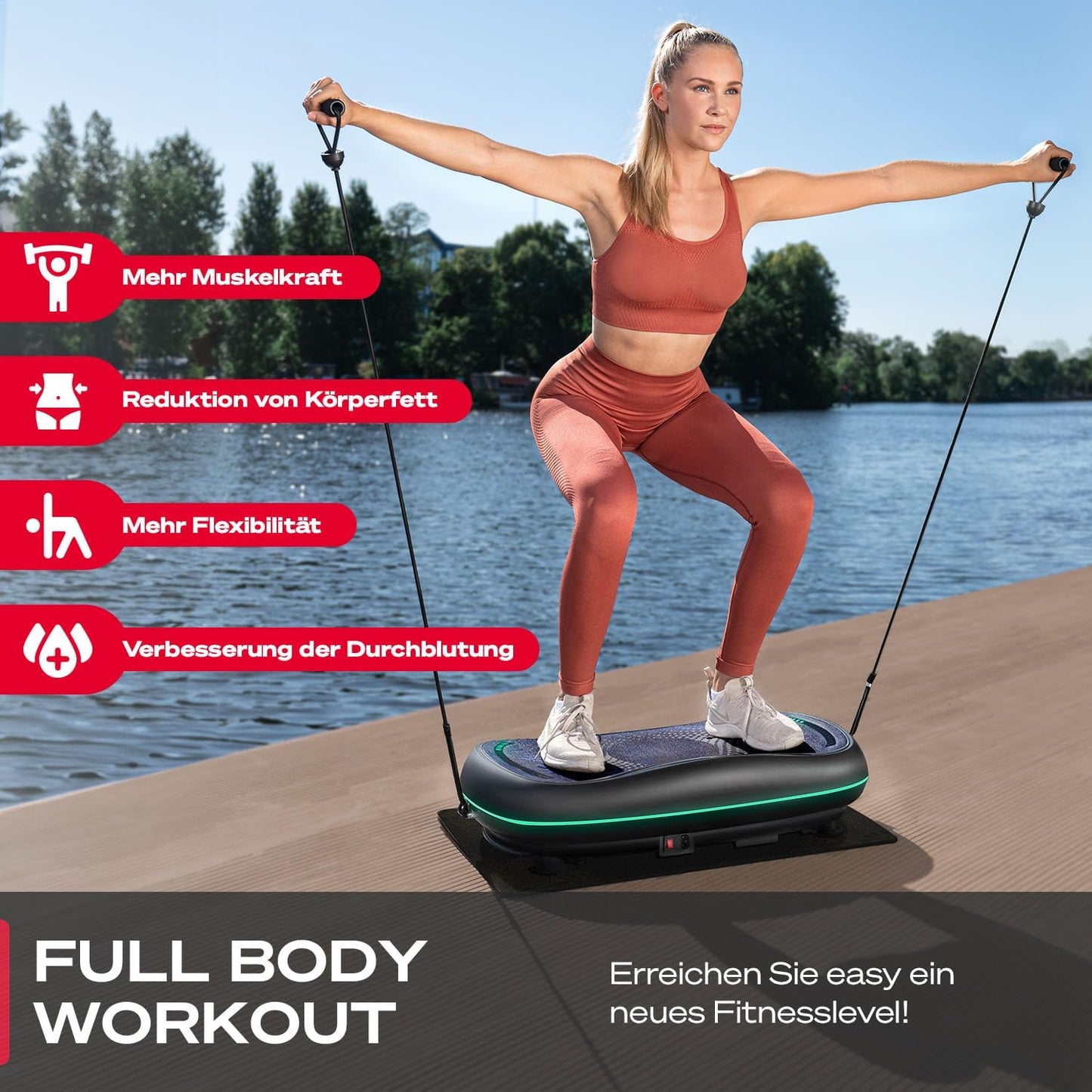 Sportstech 4D Vibrationsplatte: Smart LED, Bluetooth, Fitness & Yoga ✨