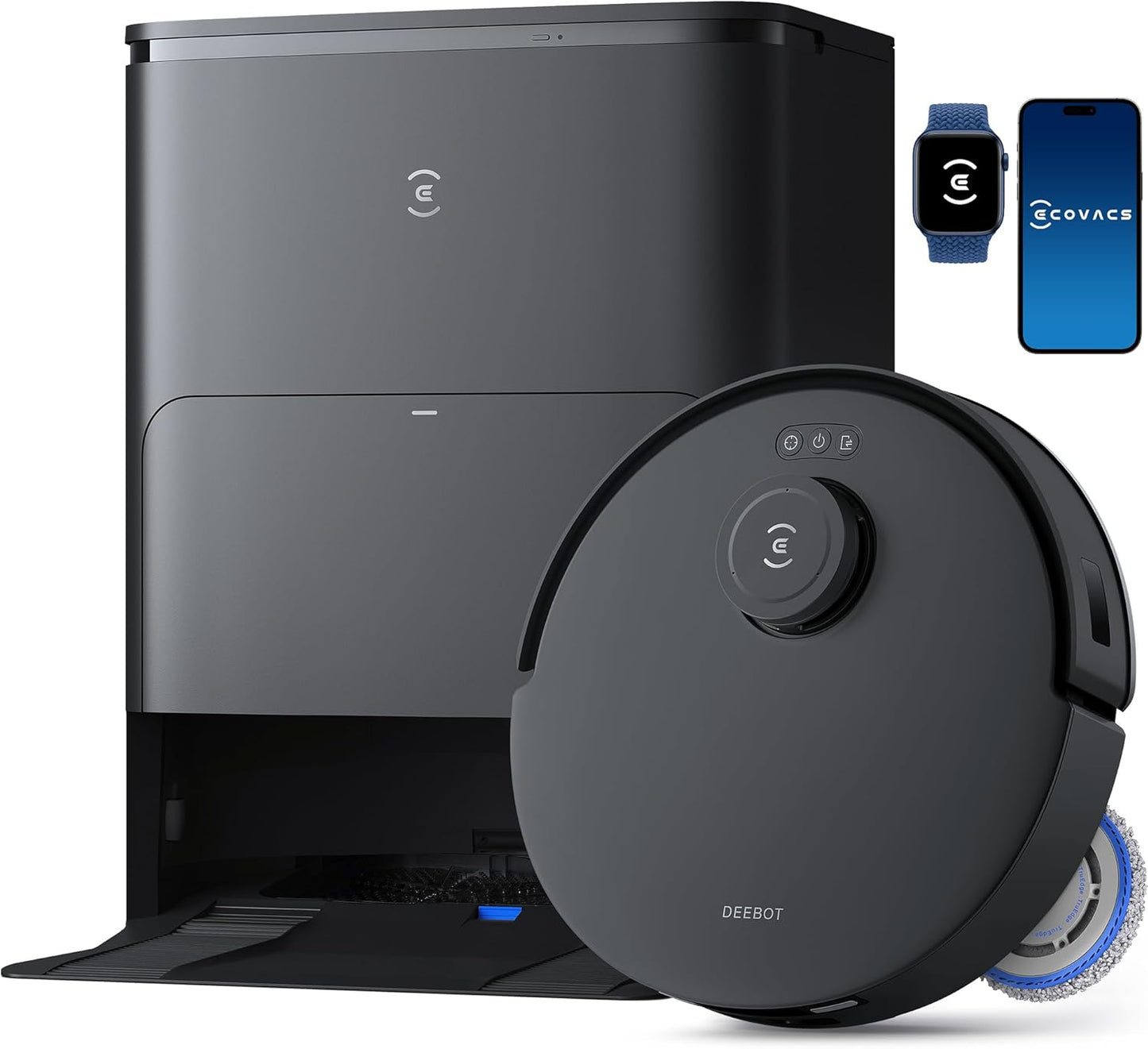ECOVACS Deebot T30S Pro Robot Vacuum Cleaner with Wiping Function, 11,000 Pa, ZeroTangle Technology, 70°C Hot Water Wiping When Washing, TruEdge™ Edge Wiping, 6,400 mAh Battery, AI Obstacle Avoidance