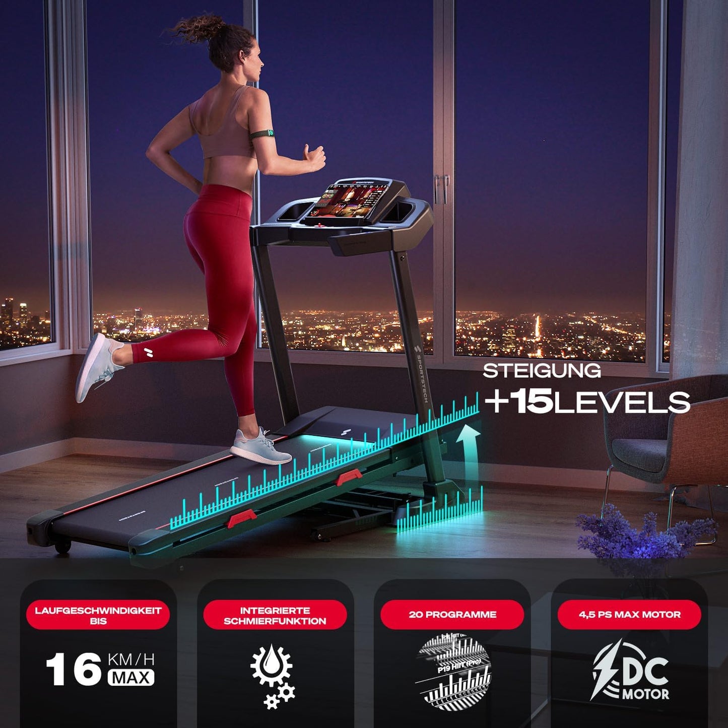 Sportstech F31s: Klappbares Laufband für Zuhause mit App, Bluetooth & LED ✨