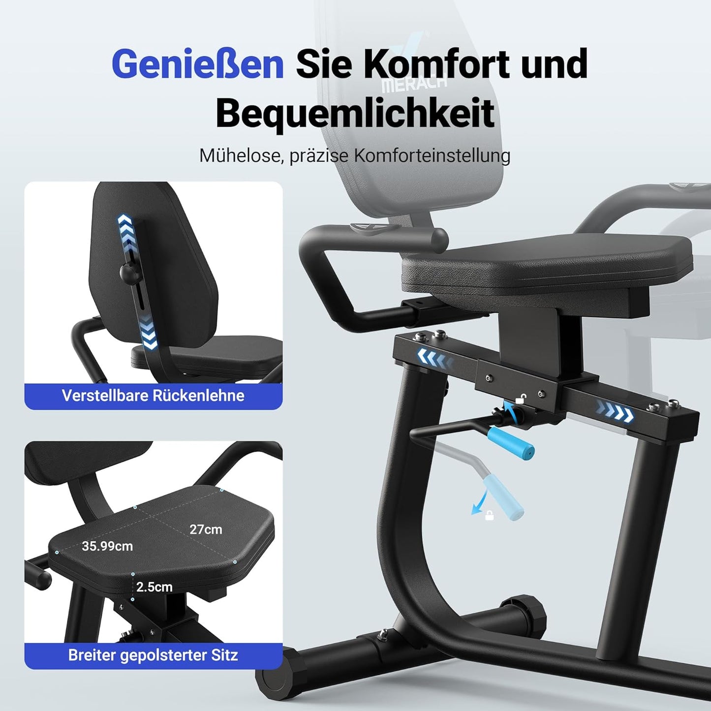 MERACH Liegeergometer: Heimtrainer mit Bluetooth und verstellbarer Rückenlehne ✨