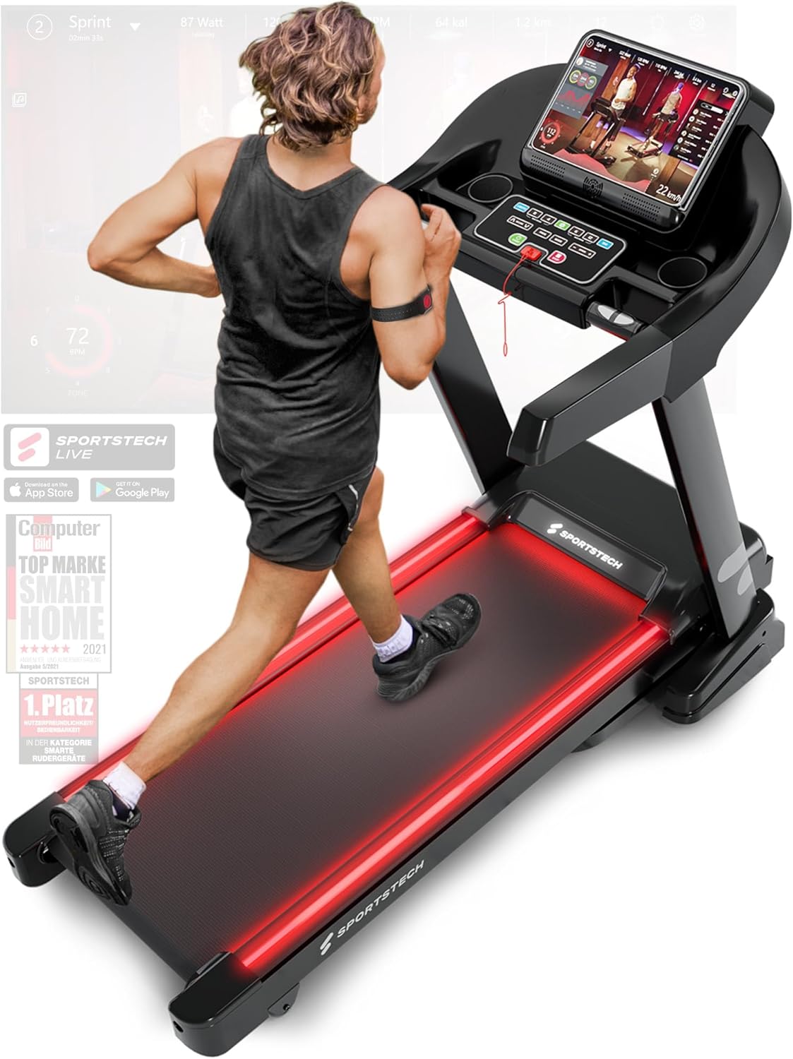 Sportstech F37s: Klappbares Laufband, 7 PS, 20 km/h, Steigung & App✨