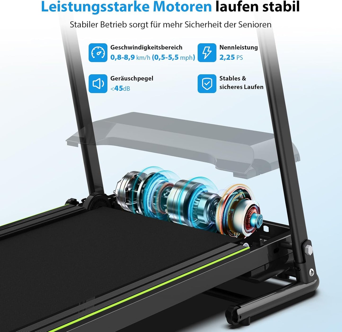 CIIHI Senioren Laufband: Heimtrainer mit extra langen Handläufen für Senioren ✨
