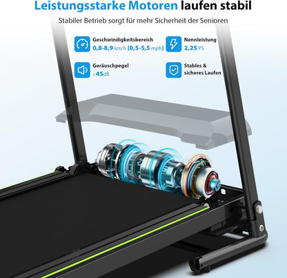 CIIHI Senioren Laufband: Heimtrainer mit extra langen Handläufen für Senioren ✨