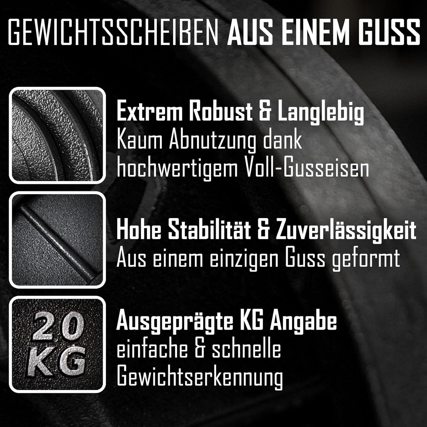 Strength Shop Gusseisen Hantelscheiben: Robuste 50mm Gewichtsscheiben für Langhantel ✨