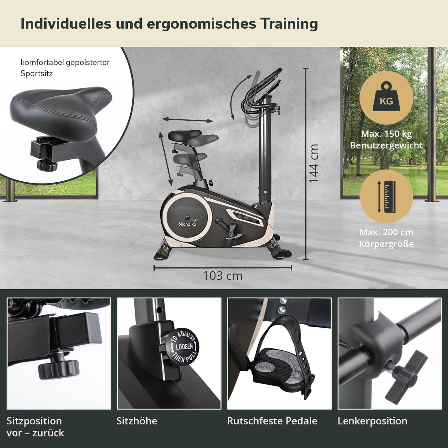 Skandika Morpheus: Ergometer mit App‑Steuerung, Pulsgurt und Tablethalter✨