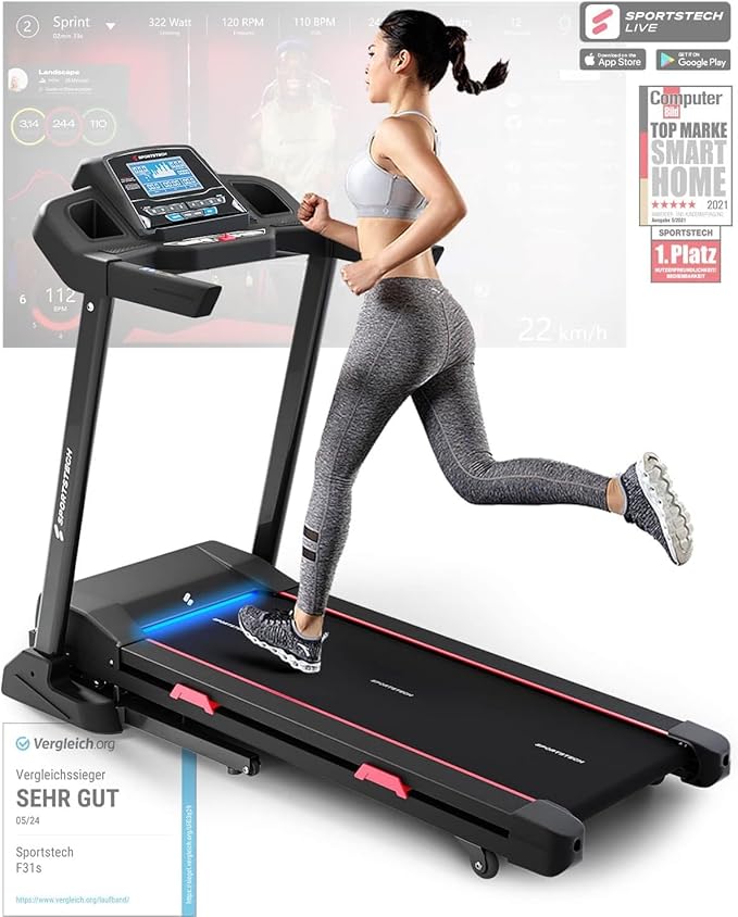 Sportstech F31s: Profi-Laufband, 4,5 PS, 16 km/h, Bluetooth & App✨