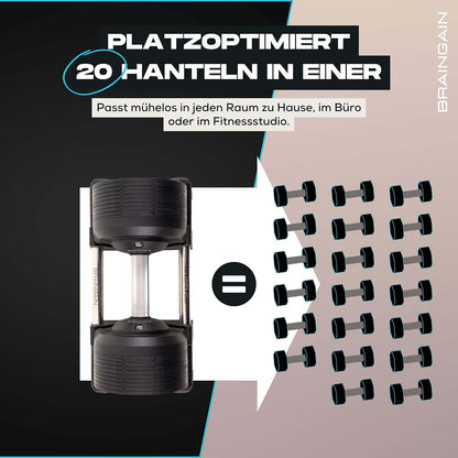 BRAINGAIN Verstellbare Hanteln: Chrom/Schwarz, Krafttraining für Zuhause u