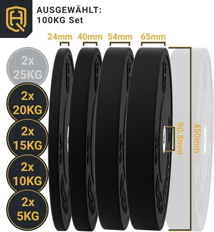 HQ Germany 50mm Vollgummi Bumper Plates - Gewichtsscheiben Set für Training ✨