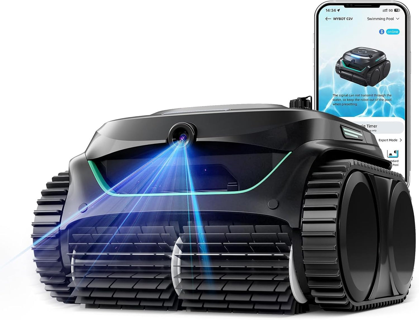 WYBOT C2 Vision AI Kabelloser Poolroboter, Akku, Boden & Wand, Zweischicht-Filter, starke Absaugung, bis 180㎡