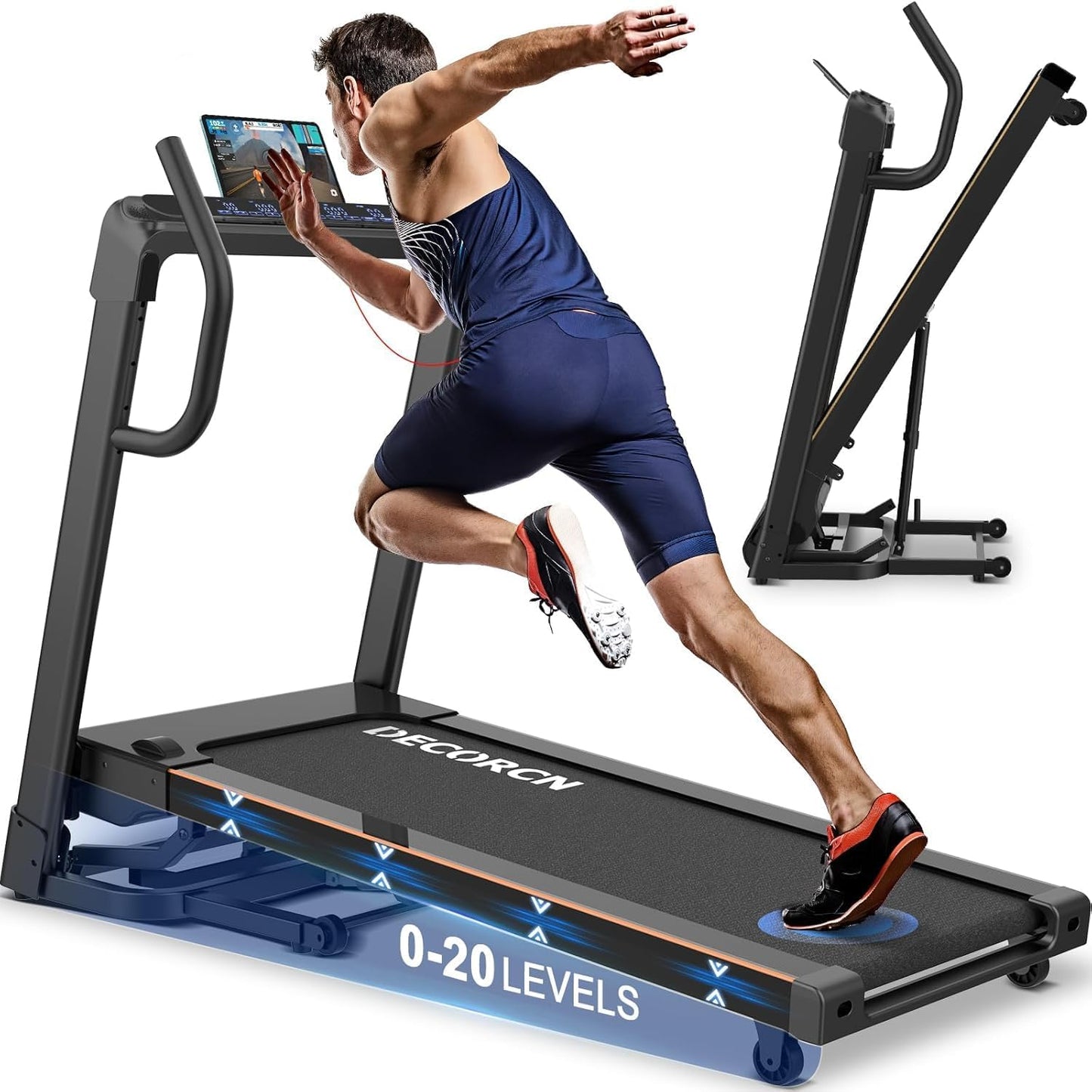 Decorcn Laufband: 4,5 PS, klappbar, 16 km/h, Steigung, LCD & Bluetooth ✨