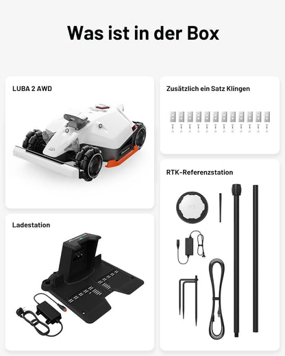MAMMOTION LUBA 2 AWD 5000X Mähroboter 5000 m², NetRTK+Vision, ohne Kabel, 80 % Steigung