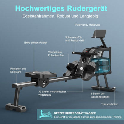 NEEZEE Wasserrudergerät: Bluetooth-Monitor, Tablet-Halterung, 150 kg Kapazität ✨