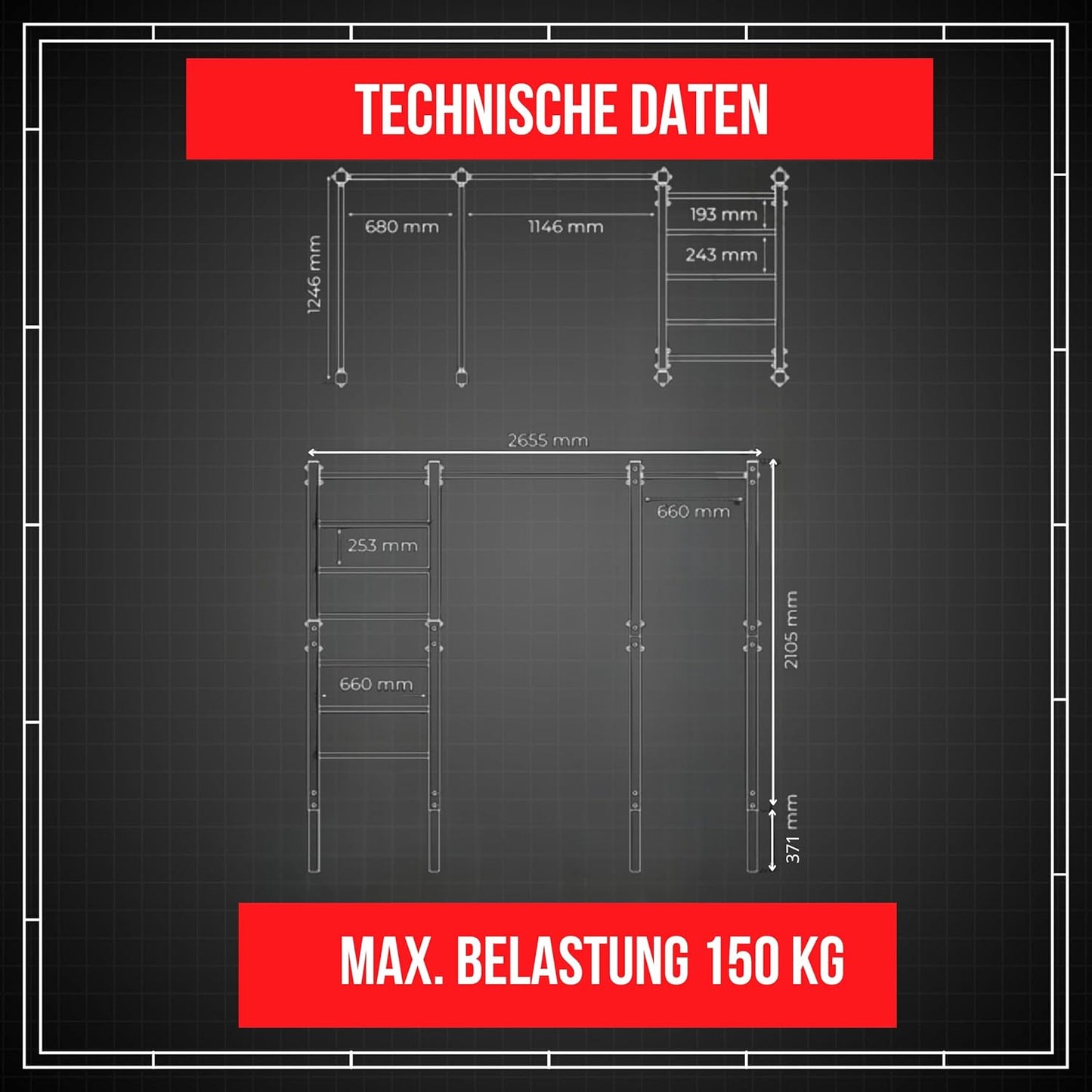 K-Sport Calisthenics Turnstange: Wetterfeste Garten-Kraftstation mit Hangelleiter ✨