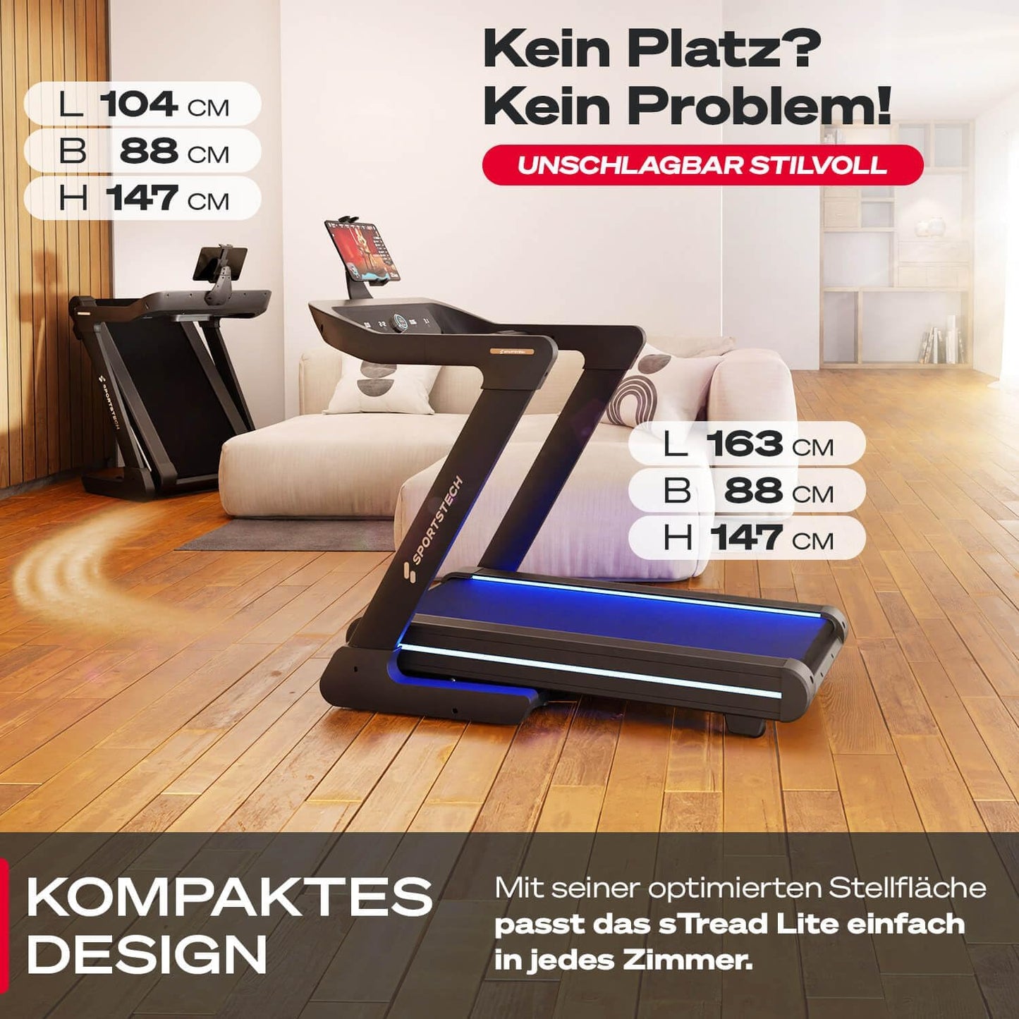 Sportstech sTread Pro/Lite: Klappbares Laufband mit 20 km/h, 17 % Steigung und 7 PS Motor ✨