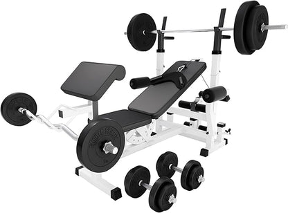 Gorilla Sports Hantelbank mit Gewichten, 170 cm Stange und Hantelset ✨