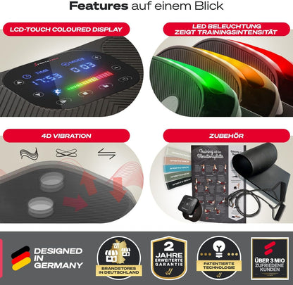 Sportstech VP400: 4D Vibrationsplatte mit Smart‑LED und Trainingsbändern ✨