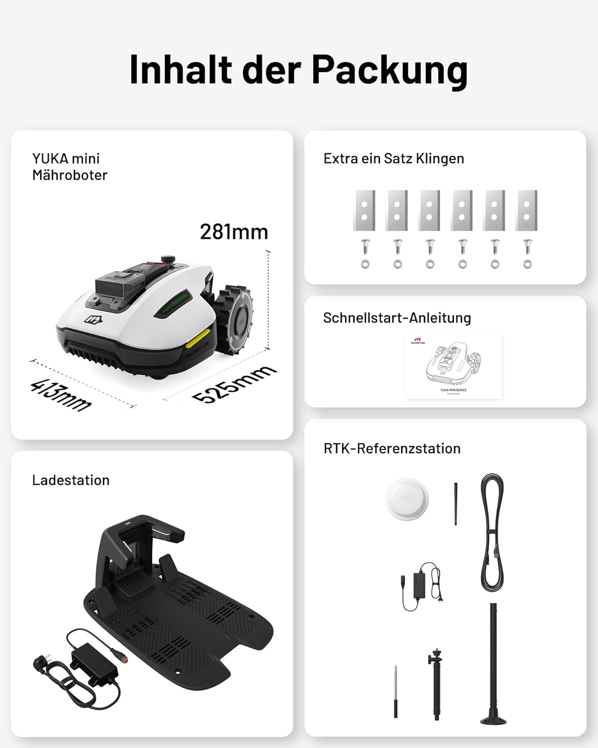 MAMMOTION YUKA Mini 500 Robotic Lawnmower, No Boundary Cable, 4G, Auto Mapping, 500m², 50% Incline