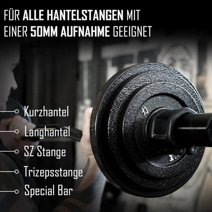 Strength Shop Gusseisen Hantelscheiben: Robuste 50mm Gewichtsscheiben für Langhantel ✨