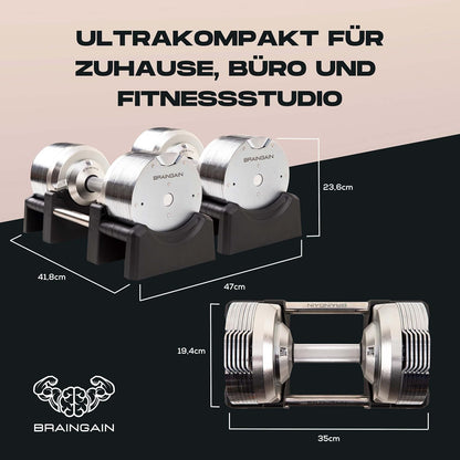 BRAINGAIN Verstellbare Hanteln: Chrom/Schwarz fürs Heimtraining-1