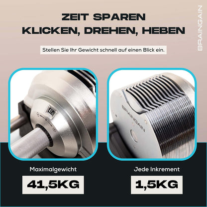 BRAINGAIN Verstellbare Hanteln: Chrom/Schwarz fürs Heimtraining-1