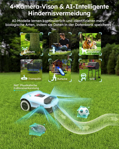 ANTHBOT Genie Mähroboter ohne Begrenzungskabel 3600 m², Full Band RTK + 4-Augen-Vision Roboter-Rasenmäher, 30+ Mehrzonen-Management, KI-Intelligente Hindernisvermeidung & Rasenpflege - Genie 3000
