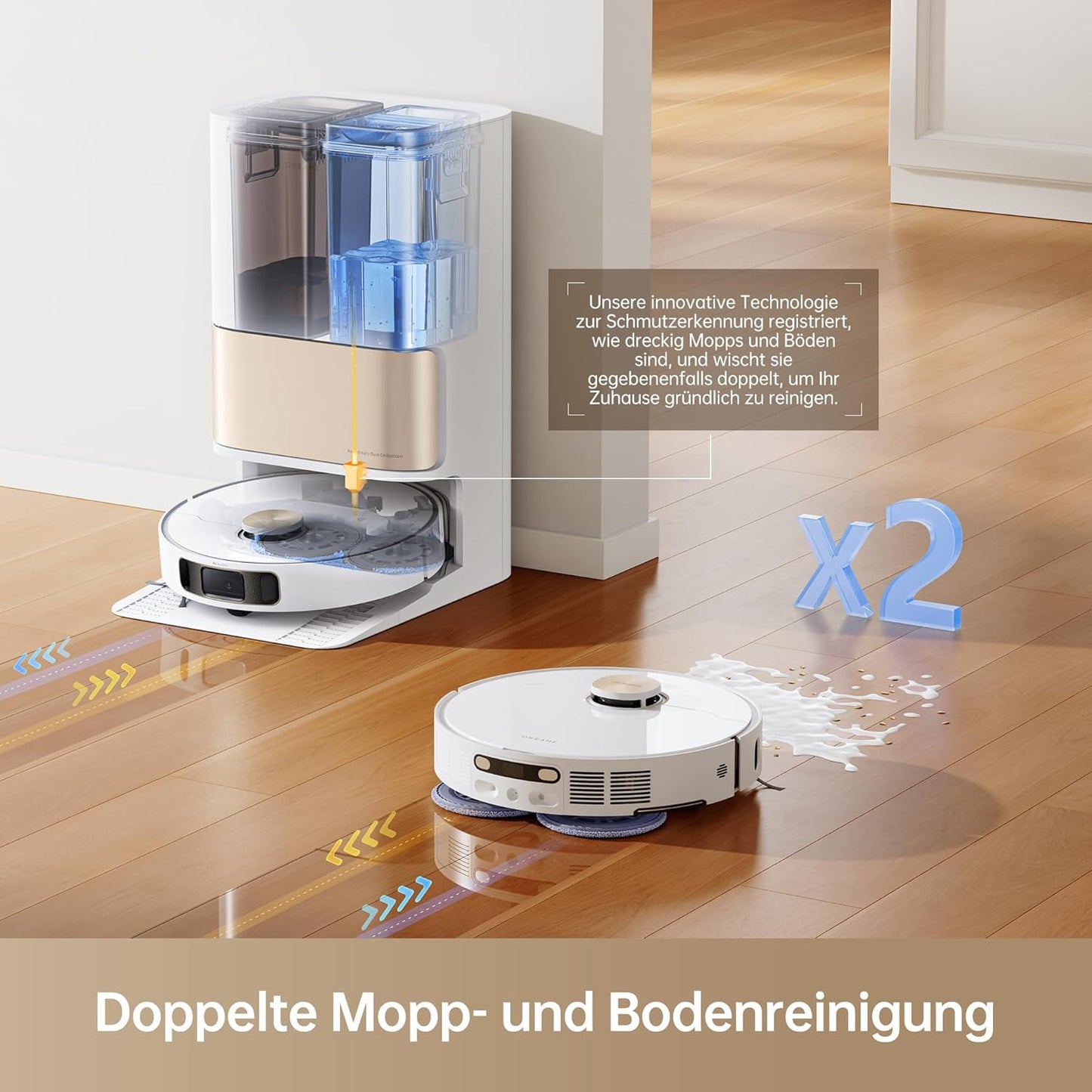 Dreame L10s Pro Ultra Heat, 7,000Pa, Heißwasser-Mopp, Teppicherkennung, Doppel-Mopp, Selbstreinigung